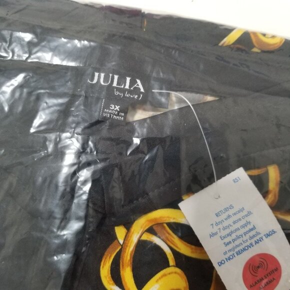 NWT JULIA by LOVE J Two Tone Chain Print Button Front Shirt Color Black Size 3XL - Picture 4 of 6